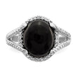 Sterling Silver Rhodium-plated Onyx and Diamond Ring