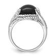Sterling Silver Rhodium-plated Onyx and Diamond Ring