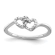 Sterling Silver Rhodium Plated Diamond Double Heart Promise Ring
