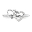 Sterling Silver Rhodium Plated Diamond Double Heart Ring