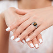 Sterling Silver Rhodium-plated Tigers Eye Quartz and Diamond Ring