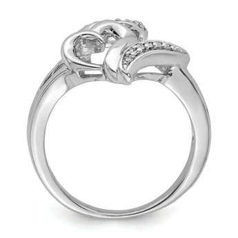 Sterling Silver Rhodium Diamond Heart Ring