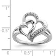 Sterling Silver Rhodium Diamond Heart Ring