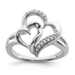 Sterling Silver Rhodium Diamond Heart Ring