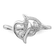 Sterling Silver Rhodium Plated Diamond Double Heart Ring