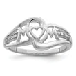 Sterling Silver Rhodium Plated Diamond Heart MOM Ring