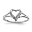 Sterling Silver Rhodium Diamond Heart Ring