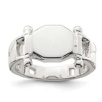 Sterling Silver Fancy Signet Ring, Size 8 - Birthstone Company