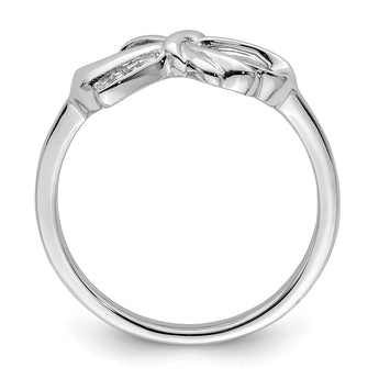 Sterling Silver Rhodium Plated Diamond Bow Ring