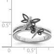 Sterling Silver Diamond Rhodium-plated Dragonfly Ring