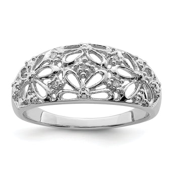 Sterling Silver Rhodium Plated Diamond Ring