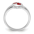 Sterling Silver RH-plated Polished & Red Enameled Heart Children's Ring