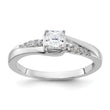 Sterling Silver Rhodium-plated Polished & CZ Ring