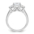 Sterling Silver Rhodium-plated & CZ 3 Stone Ring