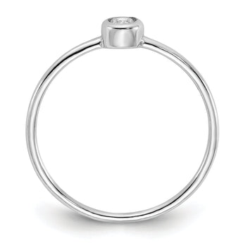 Sterling Silver Rhodium-plated Polished CZ Circle Ring