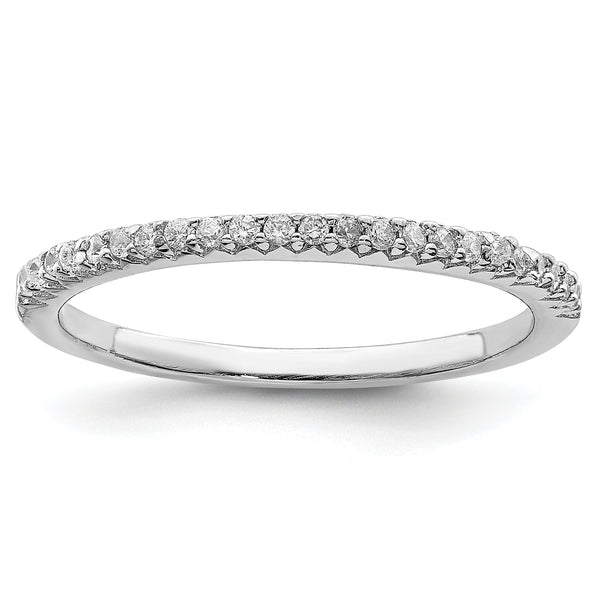 Sterling Silver Rhodium-plated Polished CZ Ring