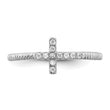 Sterling Silver Rhodium-plated Polished & Textured CZ Cross Ring