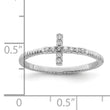 Sterling Silver Rhodium-plated Polished & Textured CZ Cross Ring