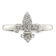 Sterling Silver Polished CZ Fleur De Lis Ring