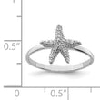 Sterling Silver Rhodium-plated Polished CZ Starfish Ring