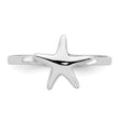 Sterling Silver Rhodium-plated Polished Starfish Ring