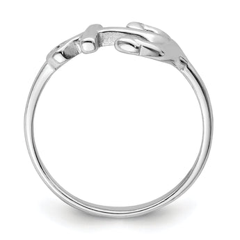 Sterling Silver Rhodium-plated Polished Anchor Ring