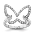 Sterling Silver Rhodium-plated CZ Butterfly Ring
