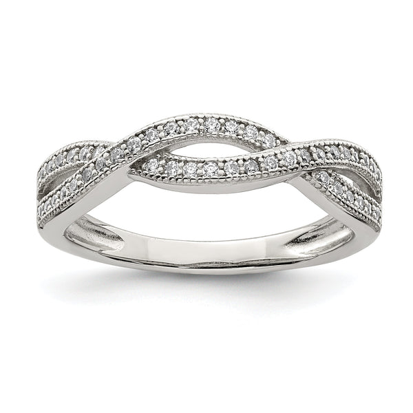 Sterling Silver Rhodium-plated CZ Ring