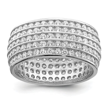 Sterling Silver Rhodium-plated 5-row Eternity Ring - Birthstone Company
