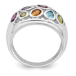 Sterling Silver Rhodium-plated Multi Gemstone Ring