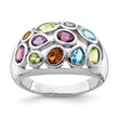 Sterling Silver Rhodium-plated Multi Gemstone Ring - Birthstone Company