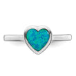 Sterling Silver Rhodium-plated Polished Heart Synthetic Opal Ring