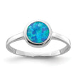 Sterling Silver Rhodium-plated Polished Round Synthetic Opal Ring