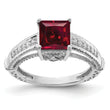 Sterling Silver Rhodium-plated Lab Created Ruby and CZ Ring
