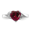 Sterling Silver Rhodium-plated CZ and Synthetic Ruby Heart Ring