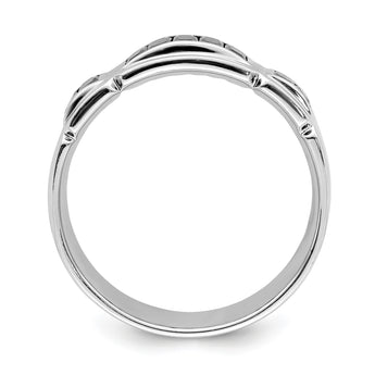 Sterling Silver Rhodium-plated Black CZ Grooved Ring - Birthstone Company