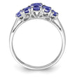 Sterling Silver Rhodium 5-Stone Oval Tanzanite Ring - Birthstone Company