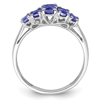 Sterling Silver Rhodium 5-Stone Oval Tanzanite Ring - Birthstone Company