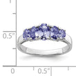 Sterling Silver Rhodium 5-Stone Oval Tanzanite Ring - Birthstone Company