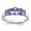 Sterling Silver Rhodium 5-Stone Oval Tanzanite Ring - Birthstone Company