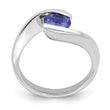 Sterling Silver Rhodium Round Tanzanite Bypass Ring - Birthstone Company