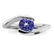 Sterling Silver Rhodium Round Tanzanite Bypass Ring - Birthstone Company