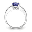 Sterling Silver Rhodium Round Tanzanite & Diamond Ring