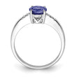 Sterling Silver Rhodium Round Tanzanite & Diam. Ring - Birthstone Company