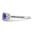 Sterling Silver Rhodium Round Tanzanite & Diamond Ring