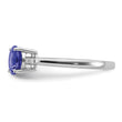 Sterling Silver Rhodium Round Tanzanite & Diam. Ring - Birthstone Company