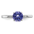 Sterling Silver Rhodium Round Tanzanite & Diamond Ring