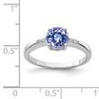Sterling Silver Rhodium Round Tanzanite & Diamond Ring