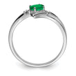Sterling Silver Rhodium-plated Emerald and Diamond Ring