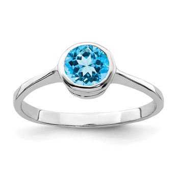 Sterling Silver Rhodium Blue Topaz Ring - Birthstone Company